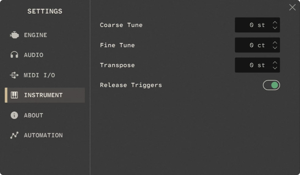 Instrument Settings