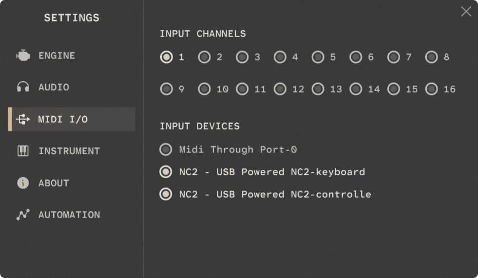 MIDI Settings