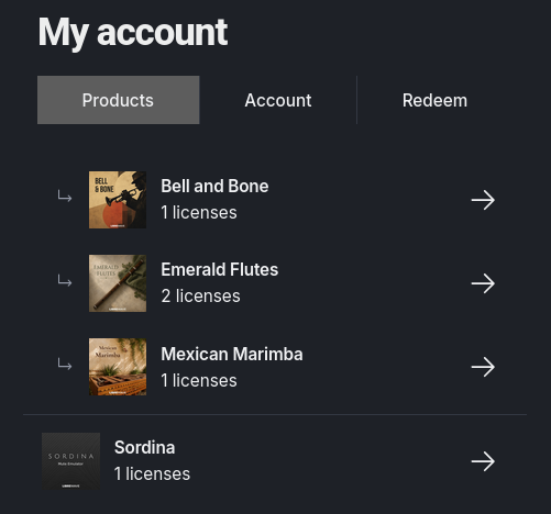 My Account - Products